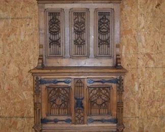 French Gothic Carved Church Cabinet