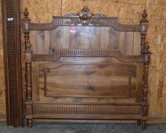 French Henri II Walnut Carved Bed