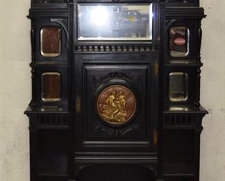Herter Ebonized Parlor Cabinet w/ Bronze Plaque