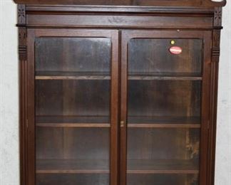 Walnut Victorian 2 Door Bookcase 