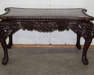 Early Heavily Carved Oriental Library Table