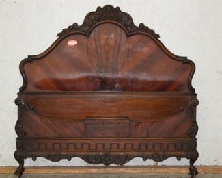 Carved Walnut Bed to 5 Piece Bedroom Suite