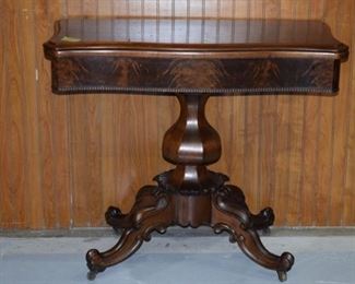 Burled Walnut Racoco Victorian Game Table