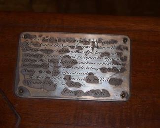 Provenance Plaque w/ 1898 Date