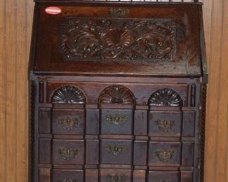 Rj Horner Mahogany Fall Front Desk w/ Brass Gallery