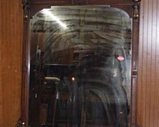 Massive Walnut Renaissance Victorian Gold Gilt Over Mantle Mirror