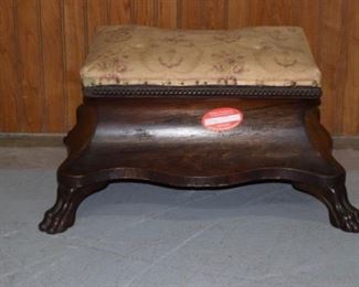 Rare Rosewood Serpentine Ogee Paw Foot Footstool