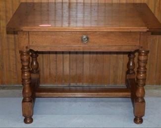 Early Walnut Wood Pegged Tavern Table w/ Drawer