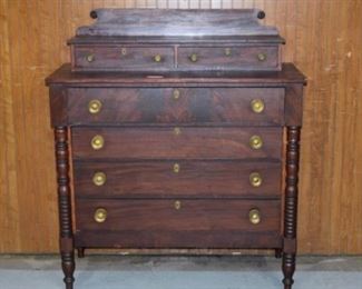 Early Mahogany Sheridan Chest w/ Glove Box Top