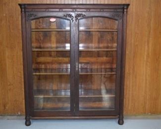 Mahogany 2 Door Ribbon Carved Bookcase