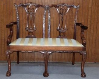 Mahogany Chippendale Carved Double Settee