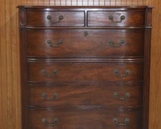Mahogany Serpentine Front High Chest