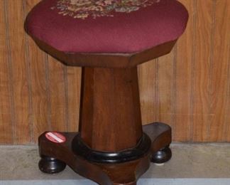 Mahogany Empire Needlepoint Organ Stool