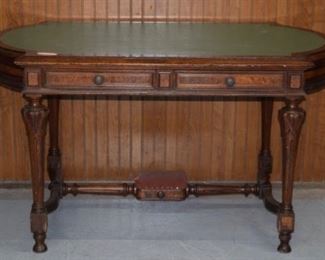 Walnut Victorian Leather Top Parlor Desk