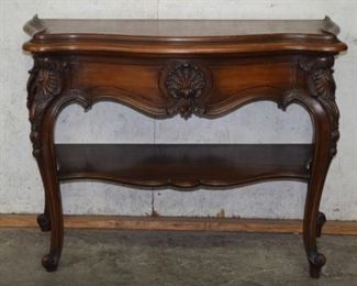 Mahogany Clam Shell Carved Console Table