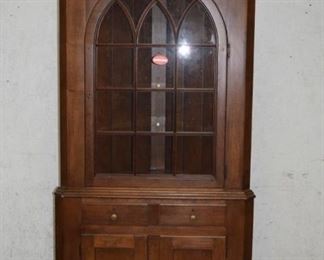 Walnut Carved Corner Cupboard