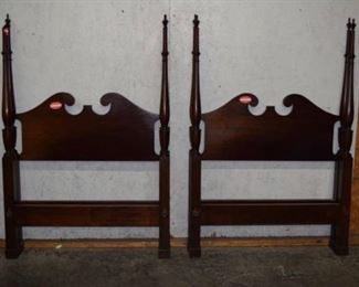 Pair of Pencil Post Mahogany Twin Beds