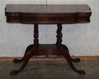 Mahogany Ball Claw Pedestal Base Game Table