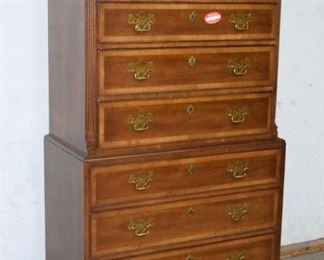 Banded Mahogany Chest on Chest