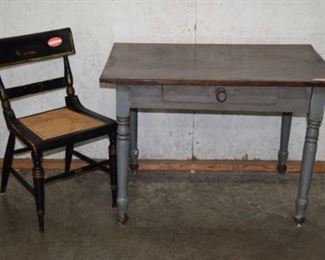 Farm Table & Cane Bottom Chair