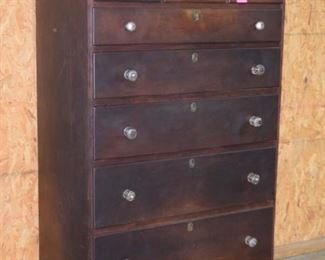 Large Early 1800 Solid Cherry Southern Tall Chest of Drawers