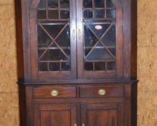 Large Early Solid Cherry Southern Corner Cupboard