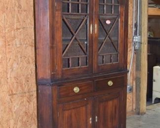 Large Early Solid Cherry Southern Corner Cupboard