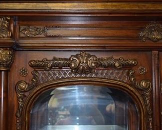 Large Carved Gold Gilt Beveled Glass Crystal/ China Cabinet