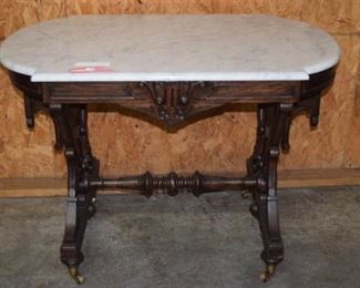 Large Renaissance Victorian Marble Top Parlor Table