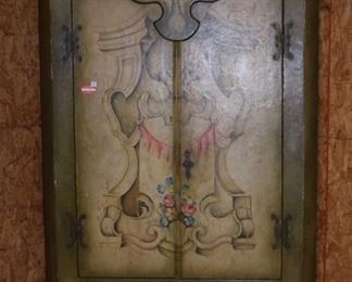 Large Italian Painted Corner Cabinet