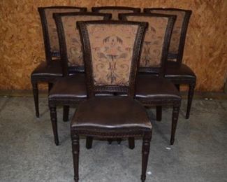 Set of 6 Leather French Dining Chairs