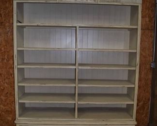 Large Tall Painted Carved Bookcase