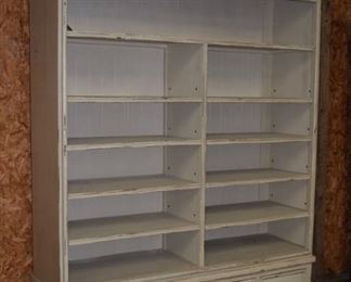 Large Tall Painted Carved Bookcase