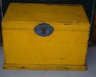 Yellow Painted Wood Trunk