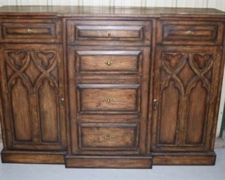 Walnut Step Front Credenza
