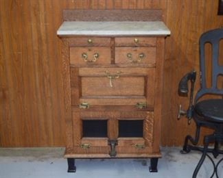 Early Marble Top Barber Cabinet