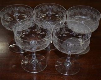 Heisey Orchids Cocktail Glasses