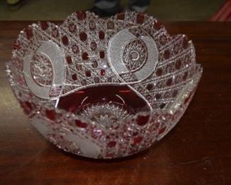Red Cut to Clear Bowl