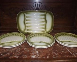 Set of 7 Porcelain Asparagus Plates
