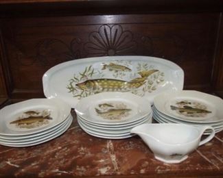 17 Piece Fish Plate Set Limoges