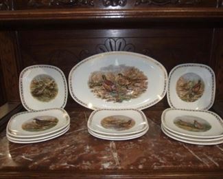 12 Piece Game Bird Plate Set Limoges