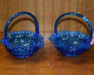 Pair of Blue Ruffled Baskets