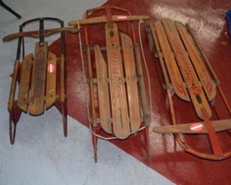 3 Antique Snow Sleds