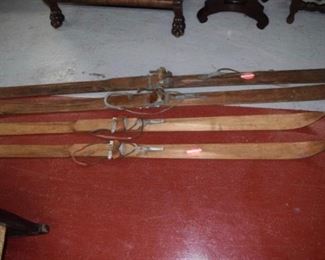 2 Pairs of Antique Snow Ski's