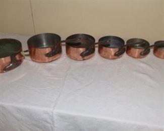 6 Copper Sauce Pans
