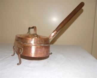 Square 19C Copper Pot w/ Lid Delicate 3 Legs