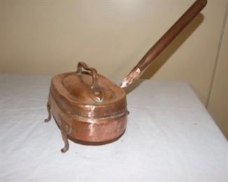 Square 19C Copper Pot w/ Lid Delicate 3 Legs