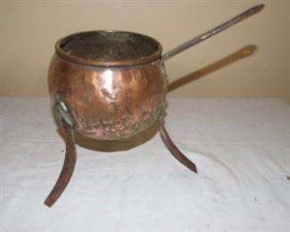 3 Leg Tripod Copper Medicinal Pot w/ Handle