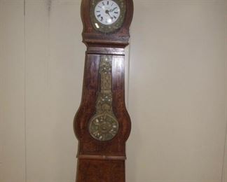 Pine French Banjo Shaped Long Case Clock