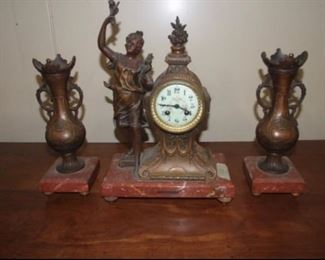 Napoleon III 3 Piece Clock Set